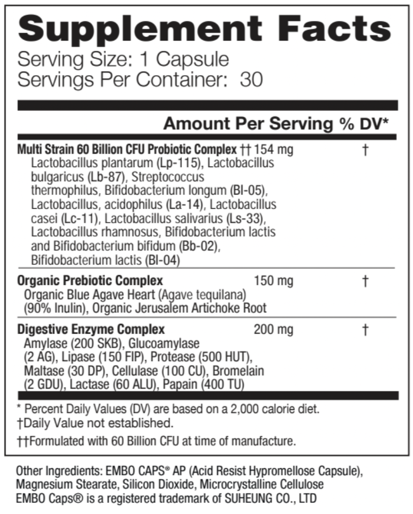 Generic Probiotic Label Probiotic